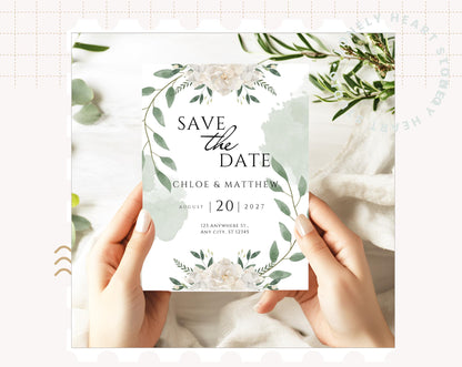 Save the Date Floral Personalised Wedding Save the Date Card
