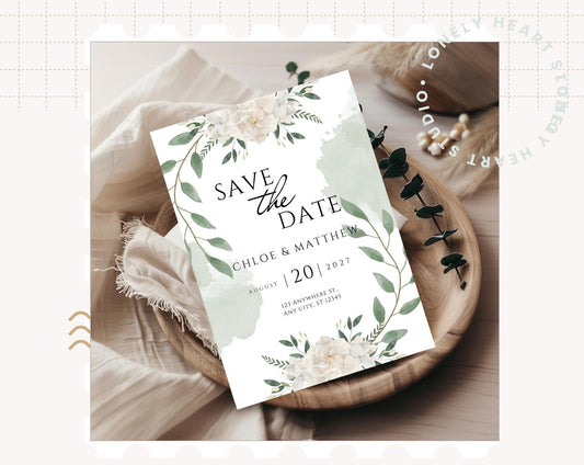 Save the Date Floral Personalised Wedding Save the Date Card