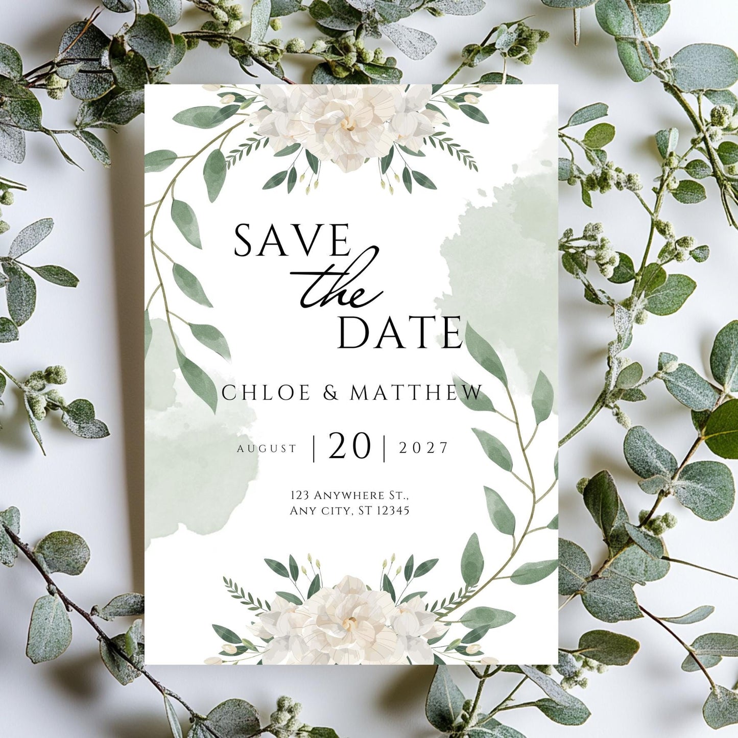 Save the Date Floral Personalised Wedding Save the Date Card