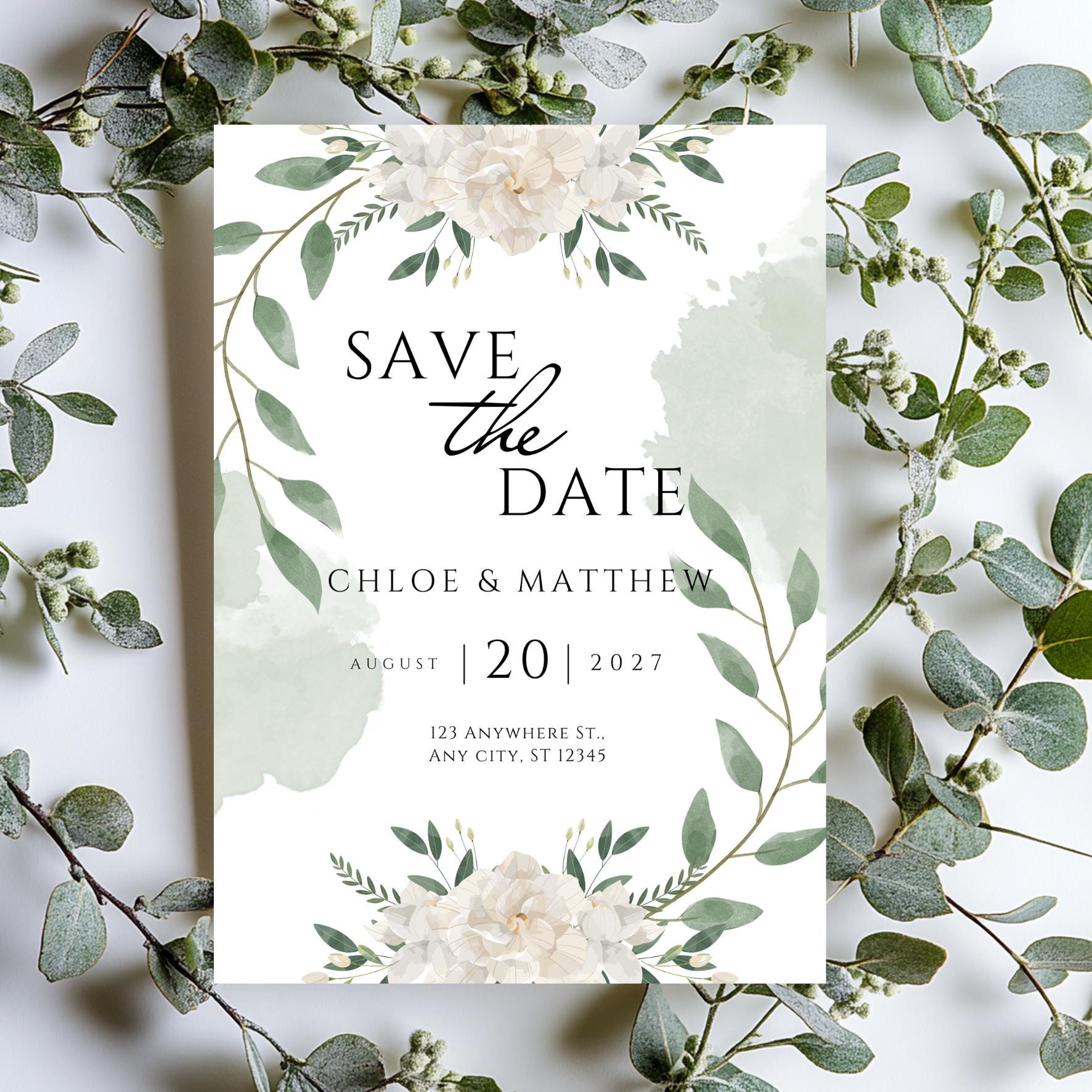 Save the Date Floral Personalised Wedding Save the Date Card