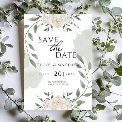 Save the Date Floral Personalised Wedding Save the Date Card