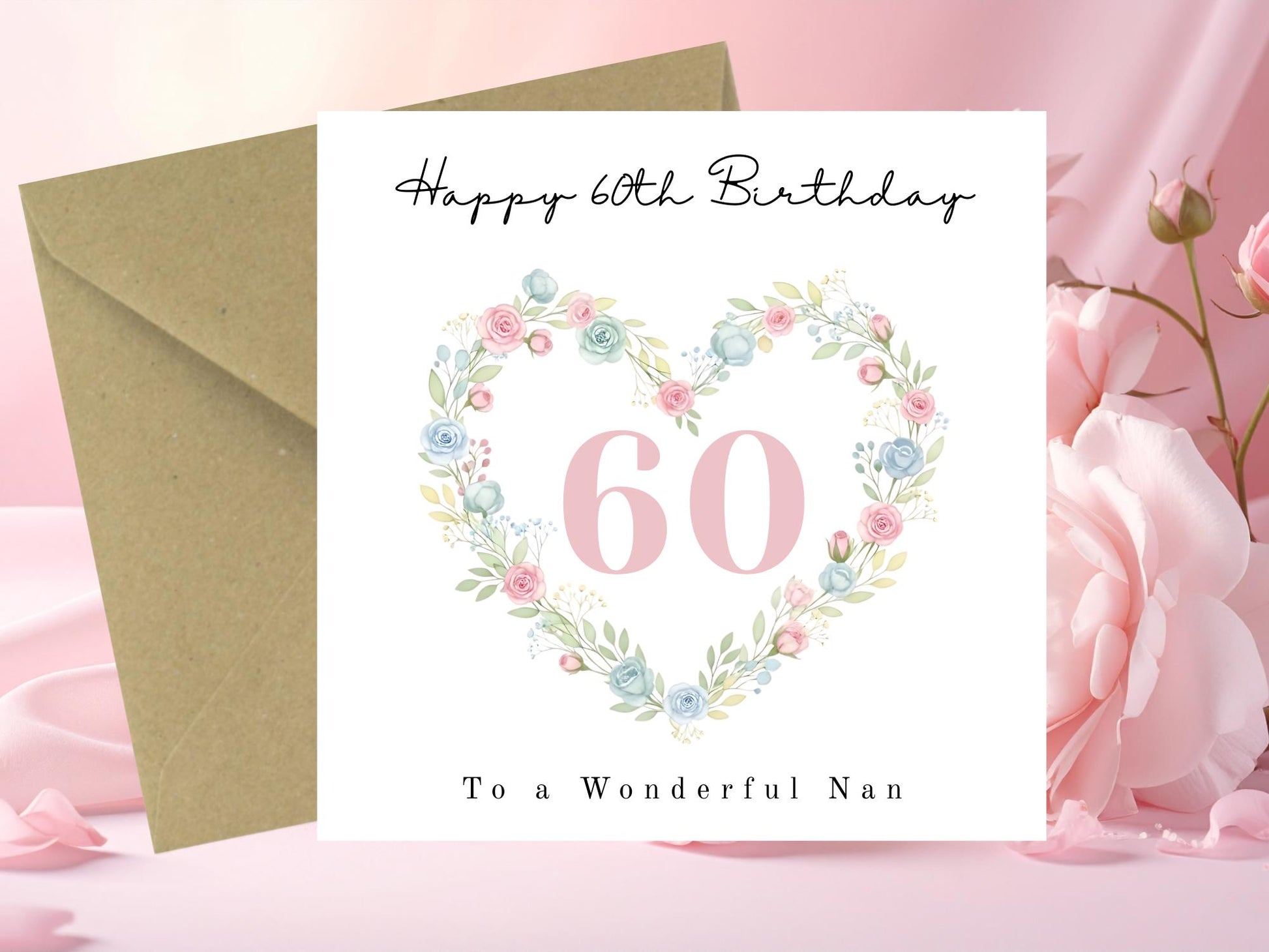Personalised Floral Heart Birthday Card for Her