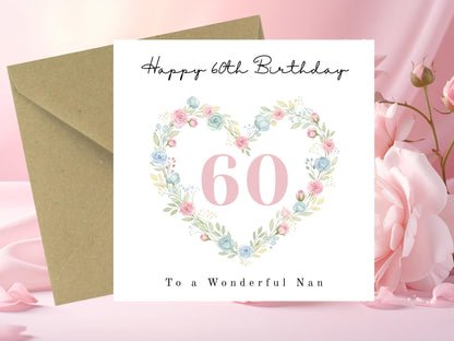 Personalised Floral Heart Birthday Card for Her