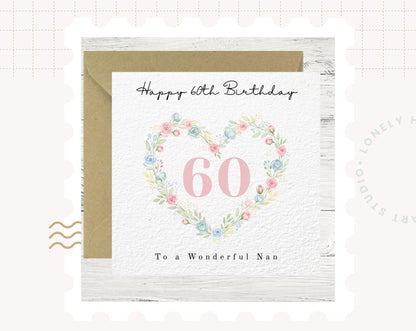 Personalised Floral Heart Birthday Card for Her