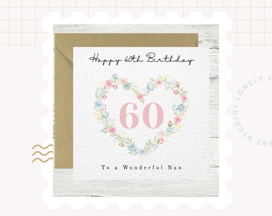 Personalised Floral Heart Birthday Card for Her