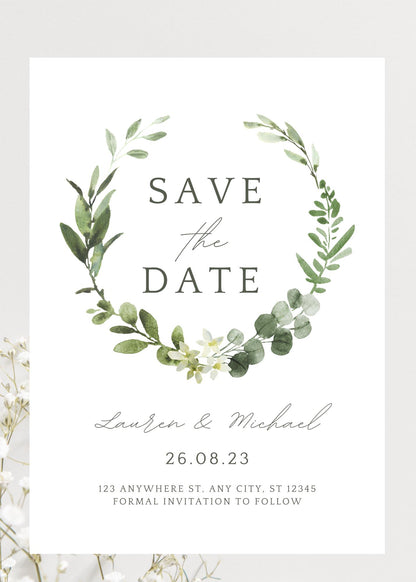 Eucalyptus Elegant Personalised Save the Date