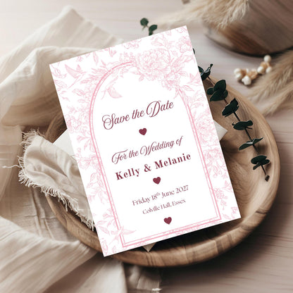 Pink Blush Floral Elegant Personalised Save the Date