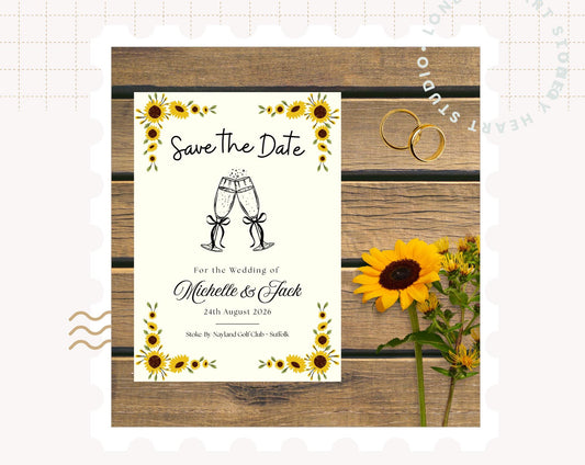 Sunflower Elegant Personalised Save the Date