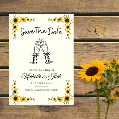 Sunflower Elegant Personalised Save the Date