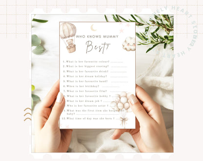 Teddy Bear Baby Shower Game Cards