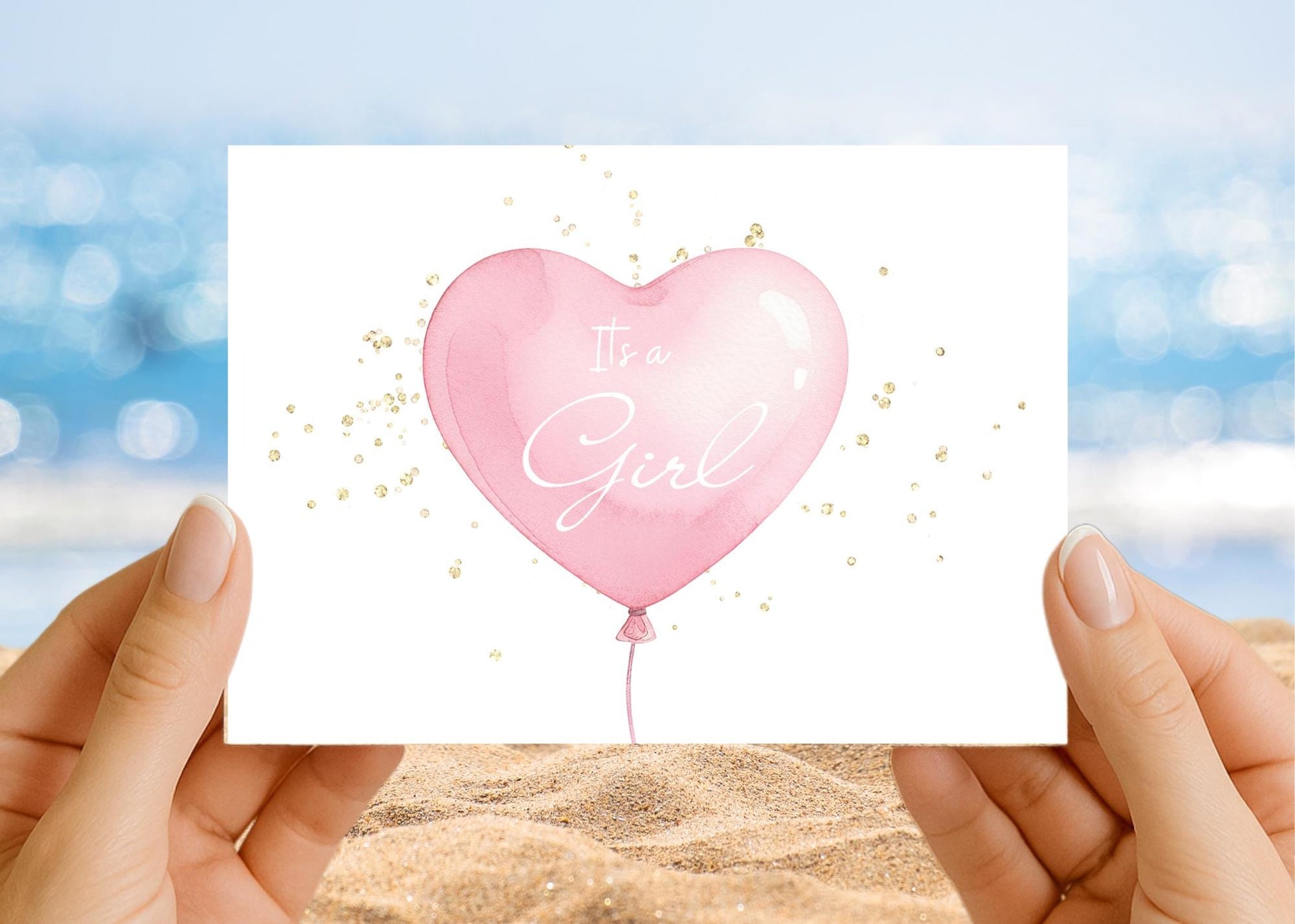 Balloon Gender Reveal Card, Baby Shower Keepsake