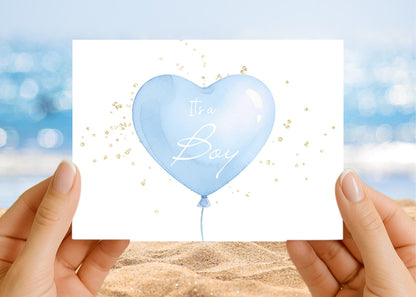 Balloon Gender Reveal Card, Baby Shower Keepsake