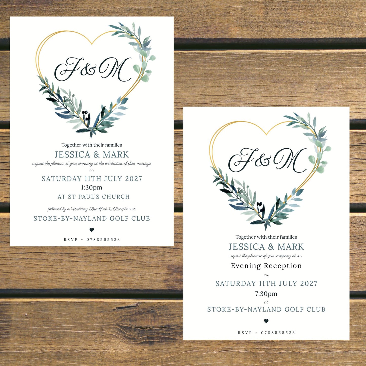 Eucalyptus Heart Wedding Invitations