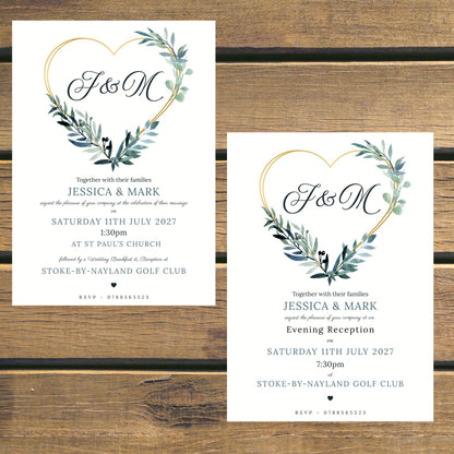 Eucalyptus Heart Wedding Invitations