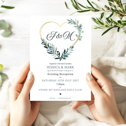 Eucalyptus Heart Wedding Invitations