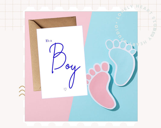 Its a Boy, Handmade Luxury Gender Reveal Blue FOIL Card