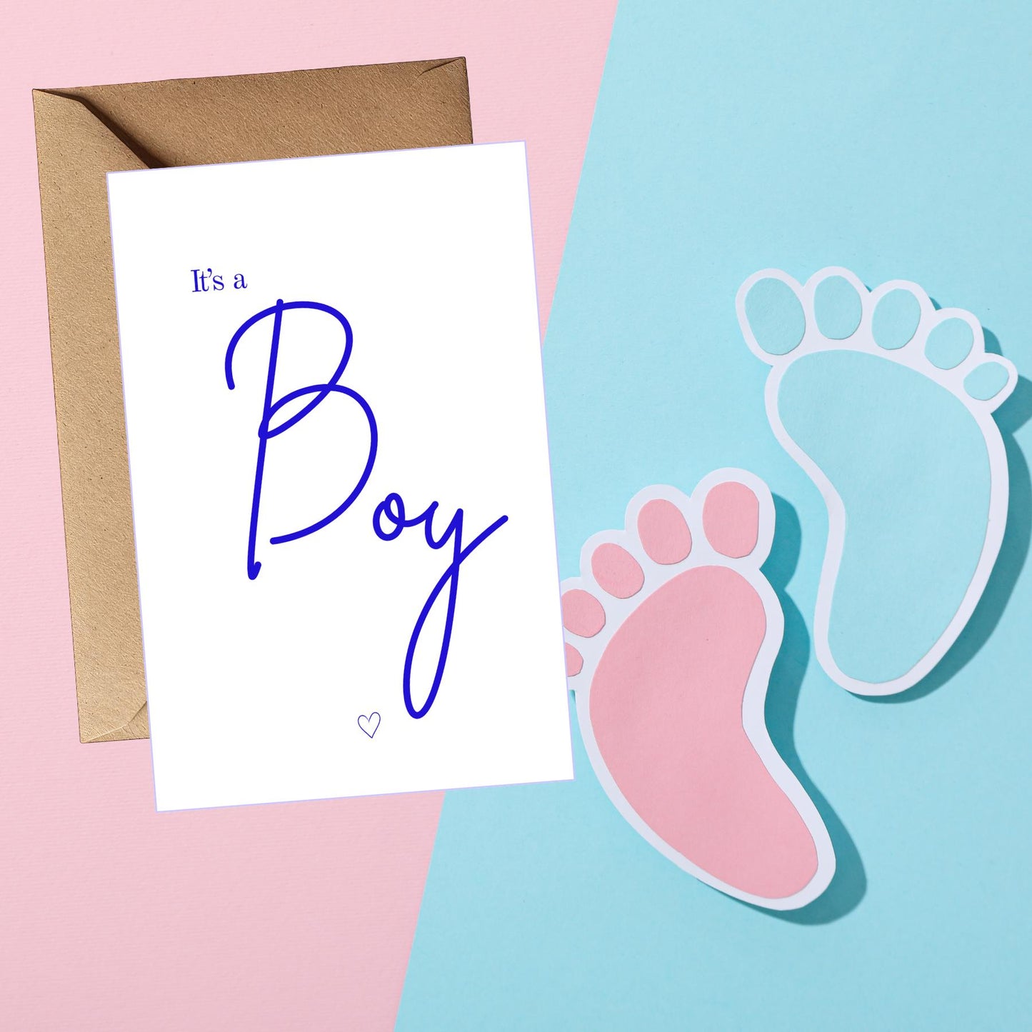 Its a Boy, Handmade Luxury Gender Reveal Blue FOIL Card
