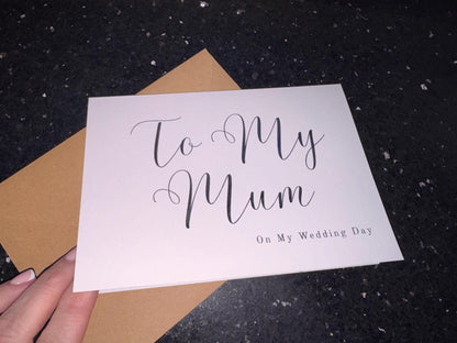 To My Mum/Dad on My Wedding Day - Gold/Silver Foil finish Greeting Card