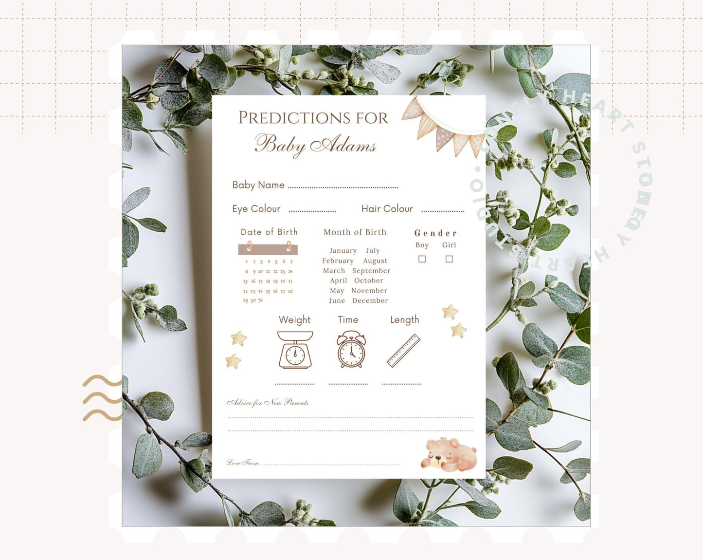 Personalised Baby Shower Prediction game