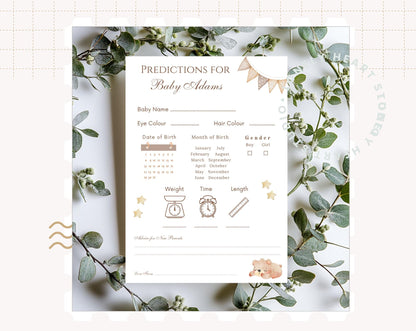 Personalised Baby Shower Prediction game