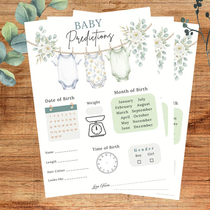 Baby Shower Prediction cards game