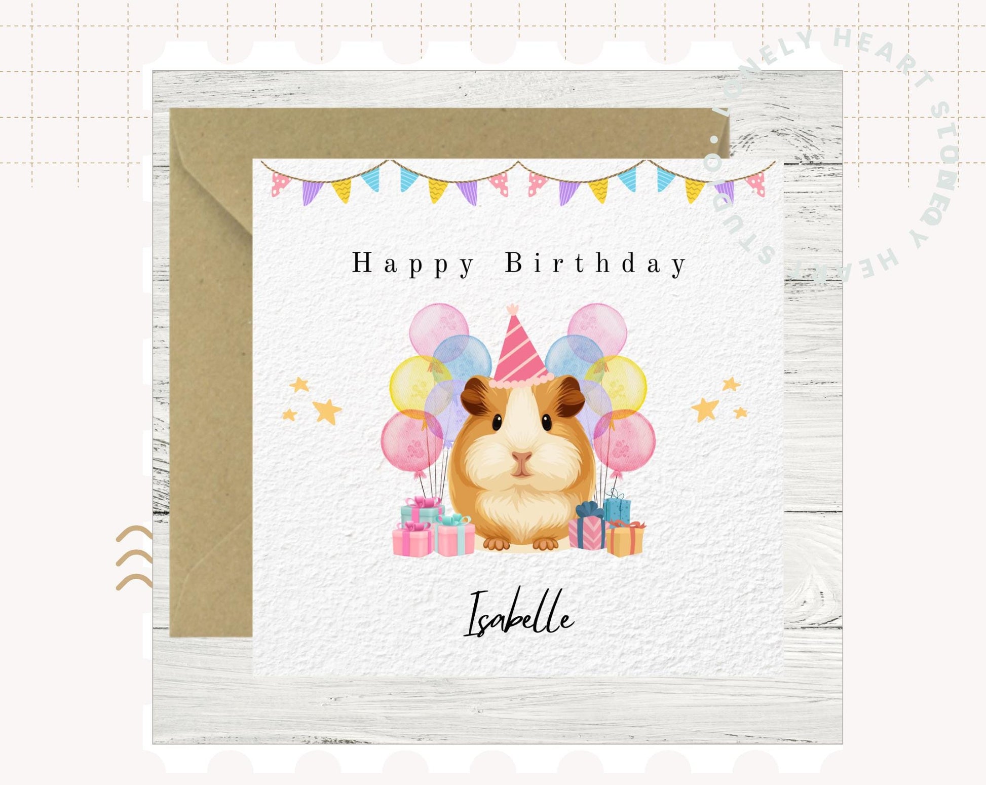 Personalised Guinea Pig Birthday Card – Handmade Keepsake