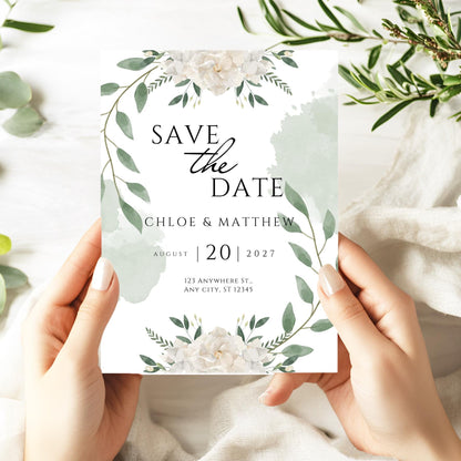 Save the Date Floral Personalised Wedding Save the Date Card
