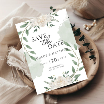 Save the Date Floral Personalised Wedding Save the Date Card