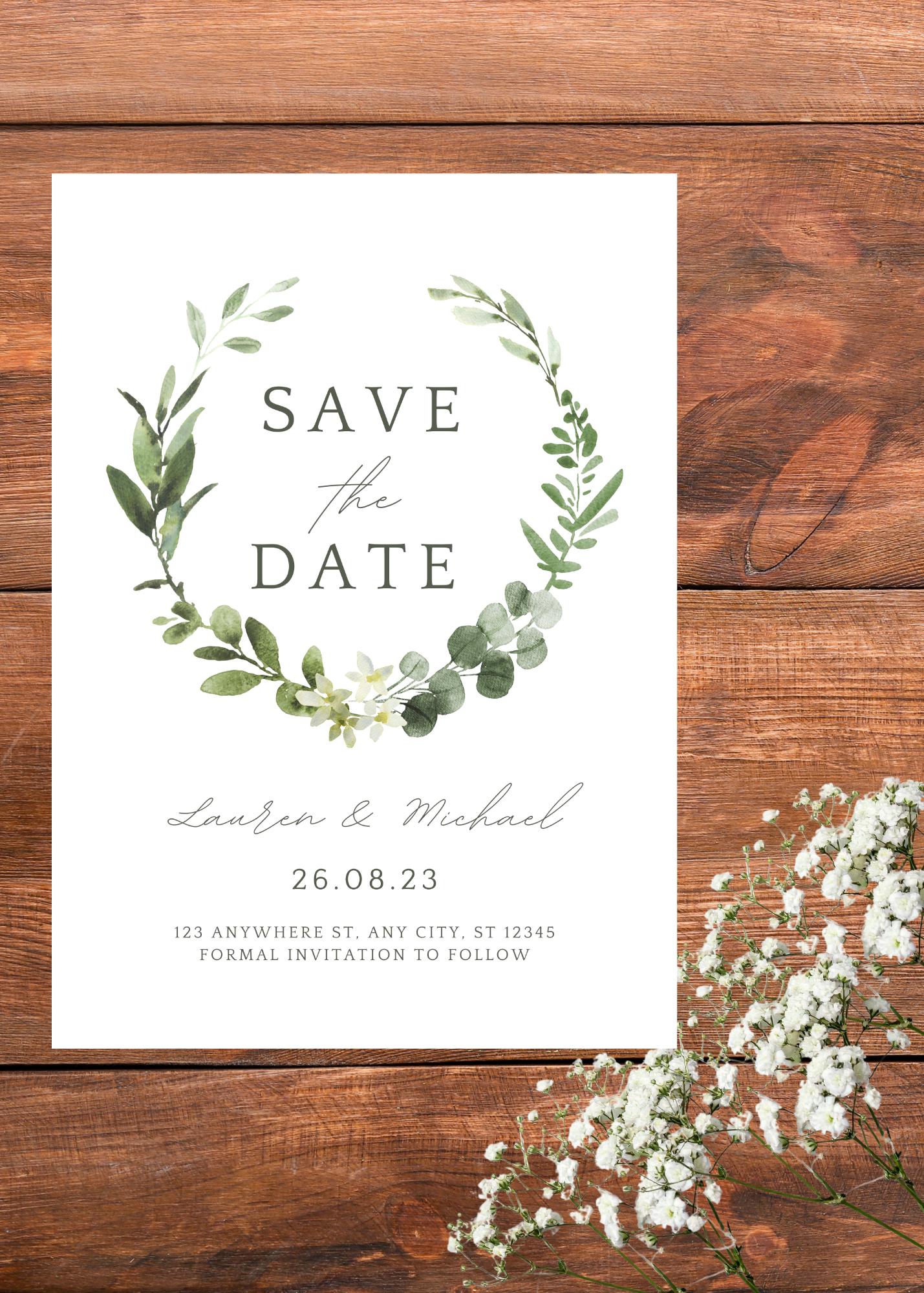 Eucalyptus Elegant Personalised Save the Date