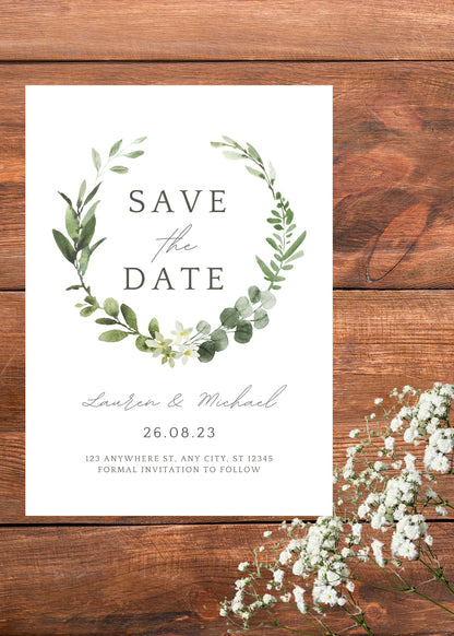 Eucalyptus Elegant Personalised Save the Date