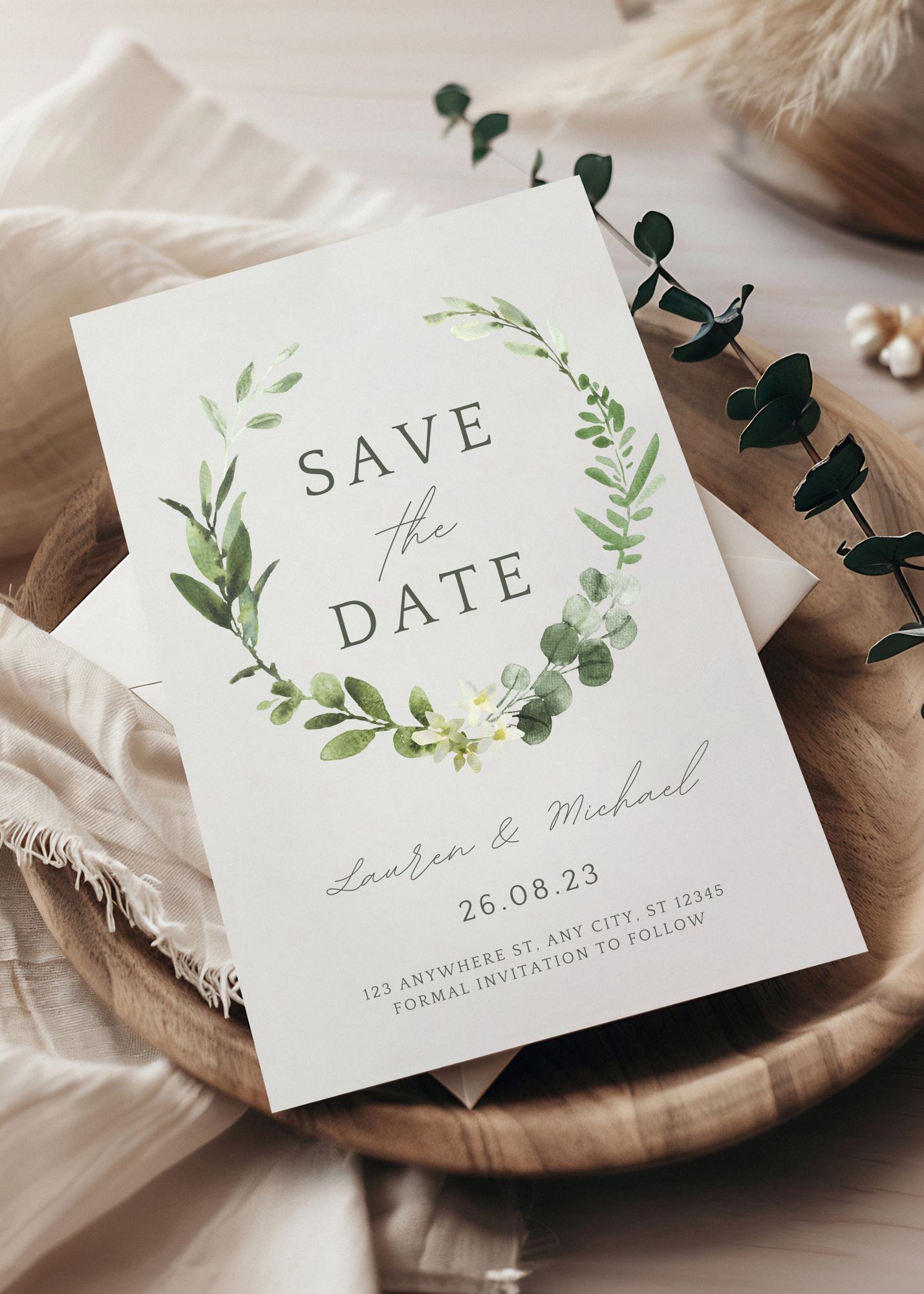 Eucalyptus Elegant Personalised Save the Date