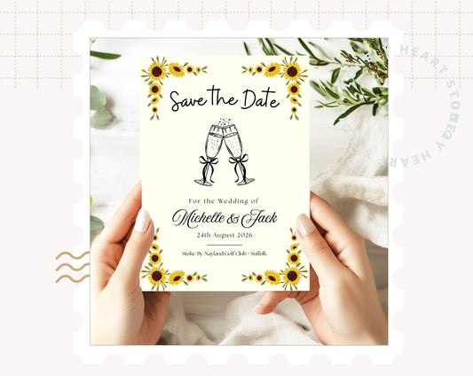 Sunflower Elegant Personalised Save the Date