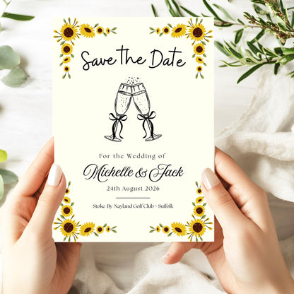 Sunflower Elegant Personalised Save the Date