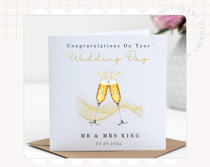 Personalised Champagne Wedding Card –