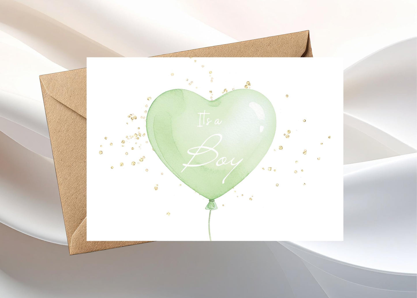 Balloon Gender Reveal Card, Baby Shower Keepsake