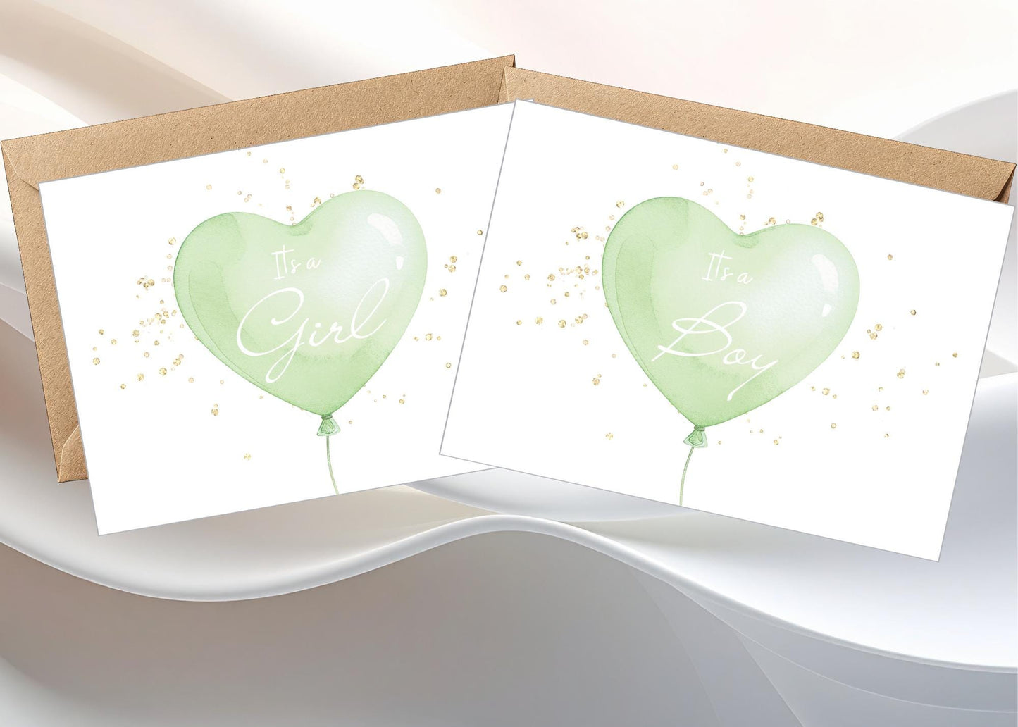 Balloon Gender Reveal Card, Baby Shower Keepsake