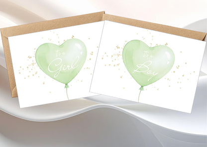 Balloon Gender Reveal Card, Baby Shower Keepsake