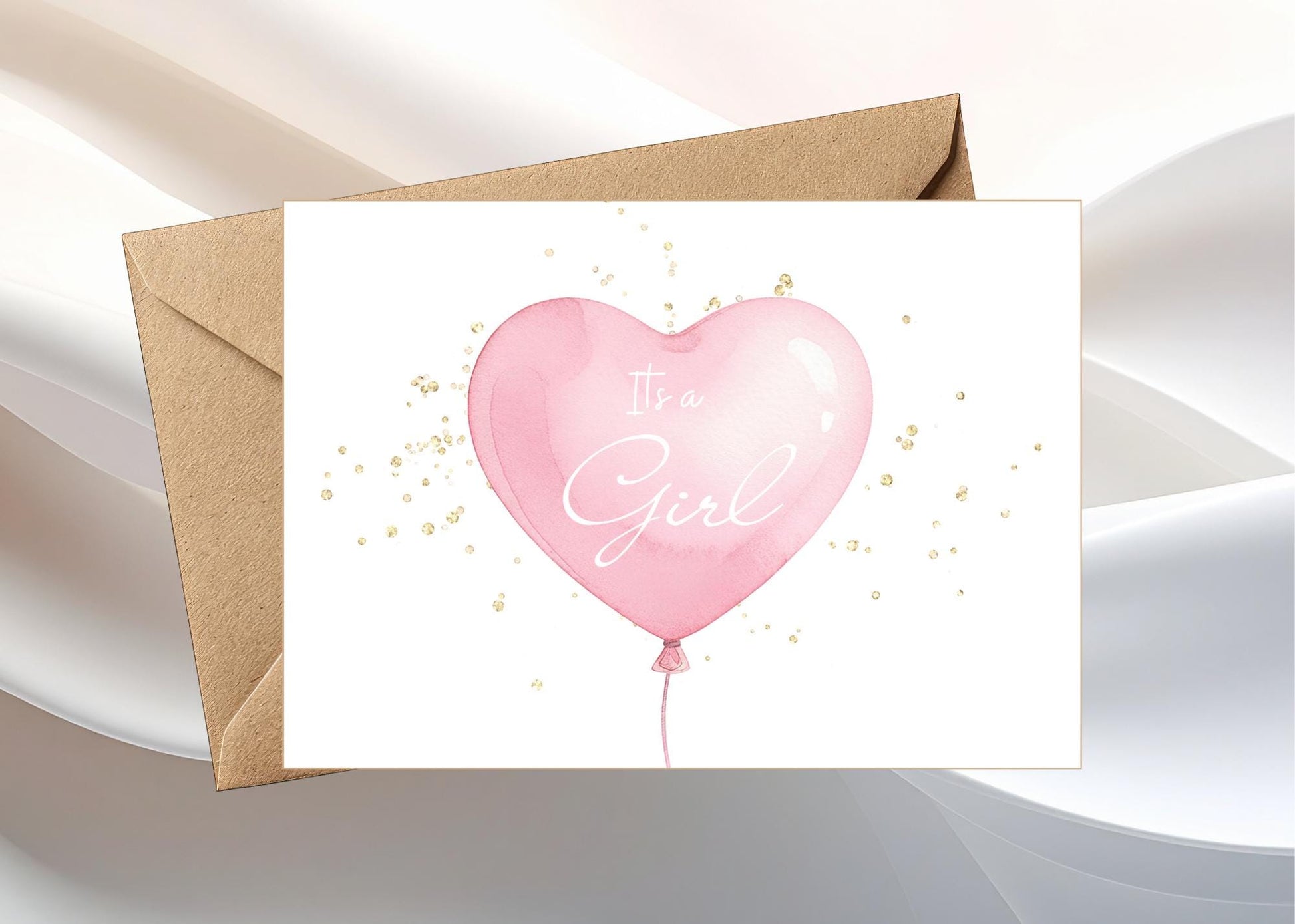 Balloon Gender Reveal Card, Baby Shower Keepsake