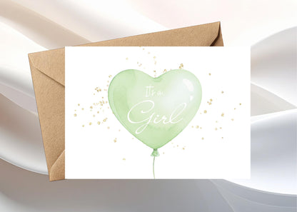 Balloon Gender Reveal Card, Baby Shower Keepsake