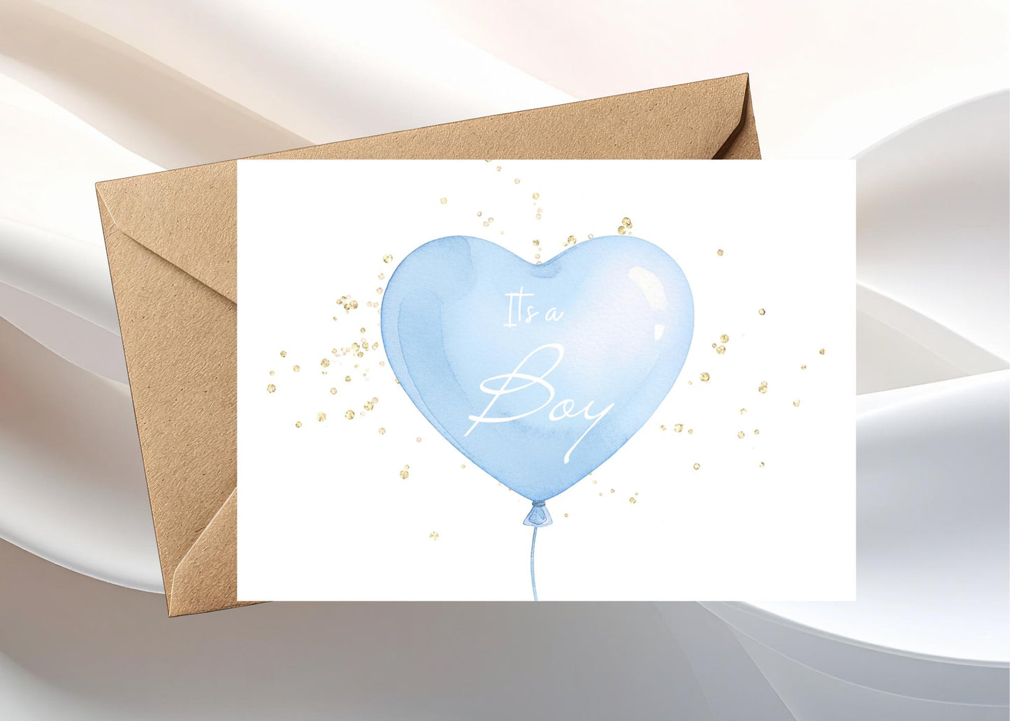 Balloon Gender Reveal Card, Baby Shower Keepsake