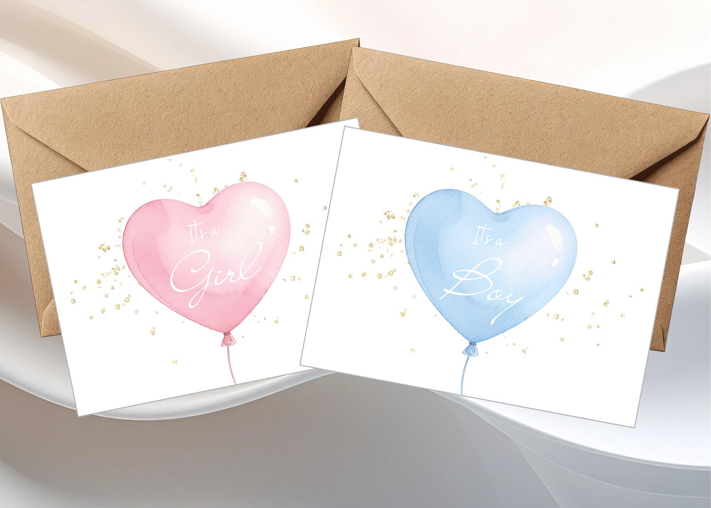 Balloon Gender Reveal Card, Baby Shower Keepsake