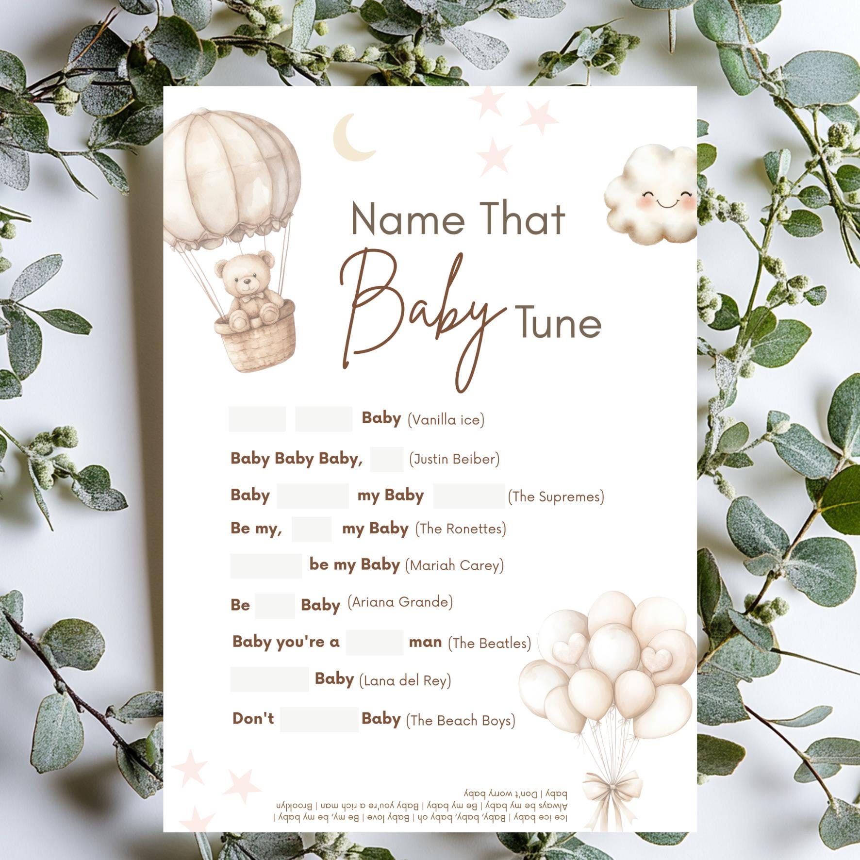 Baby Shower game - Name that Baby Tune