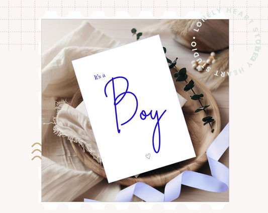Its a Boy, Handmade Luxury Gender Reveal Blue FOIL Card
