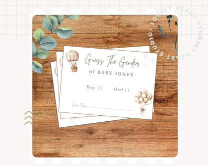 Personalised Teddy Bear Gender Reveal Game Cards