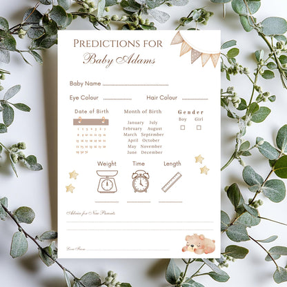 Personalised Baby Shower Prediction game