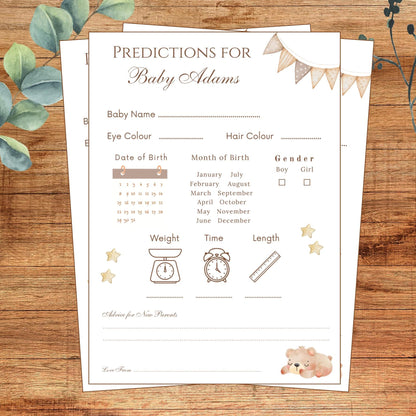 Personalised Baby Shower Prediction game