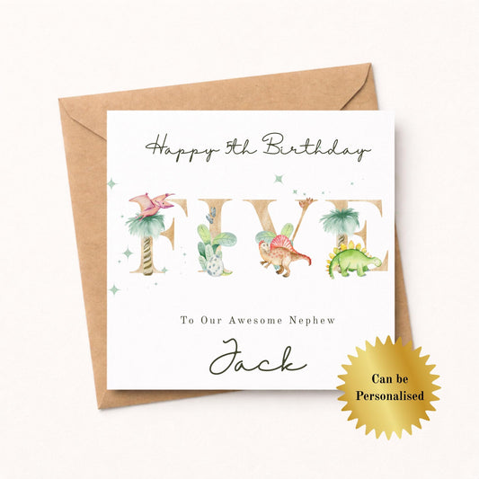 Personalised Dinosaur Birthday Card for boy