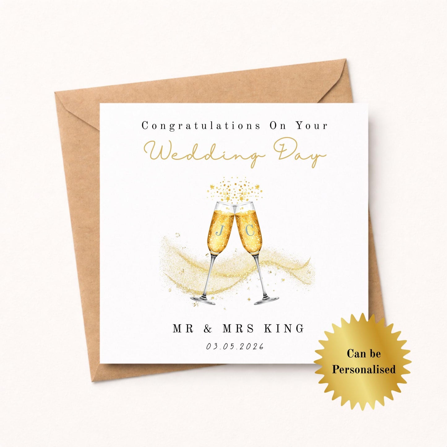 Personalised Champagne Wedding Card –