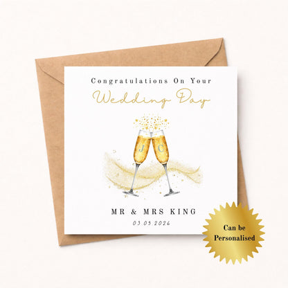 Personalised Champagne Wedding Card –