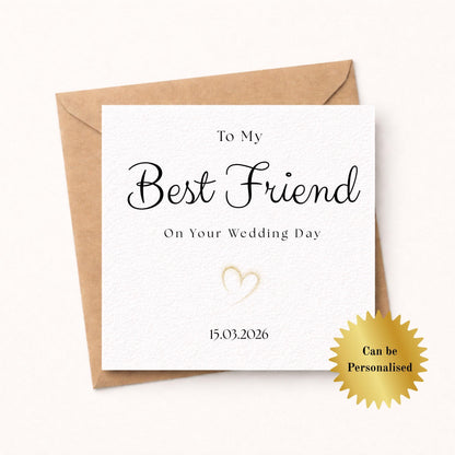 Best Friend Wedding Card – Minimalist Gold Heart